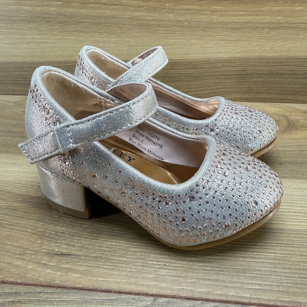 Badgley‎ Mischka Toddler Girls 5 Dress Shoes Mary Janes Pumps Gems Bling